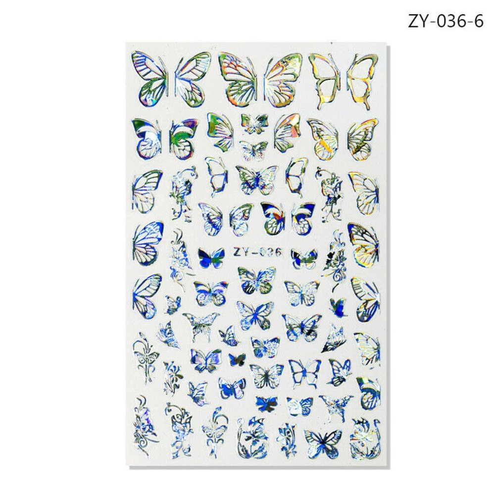 Butterfly Nail Stickers Nail Art Design DIY Decal Pink - US Stock